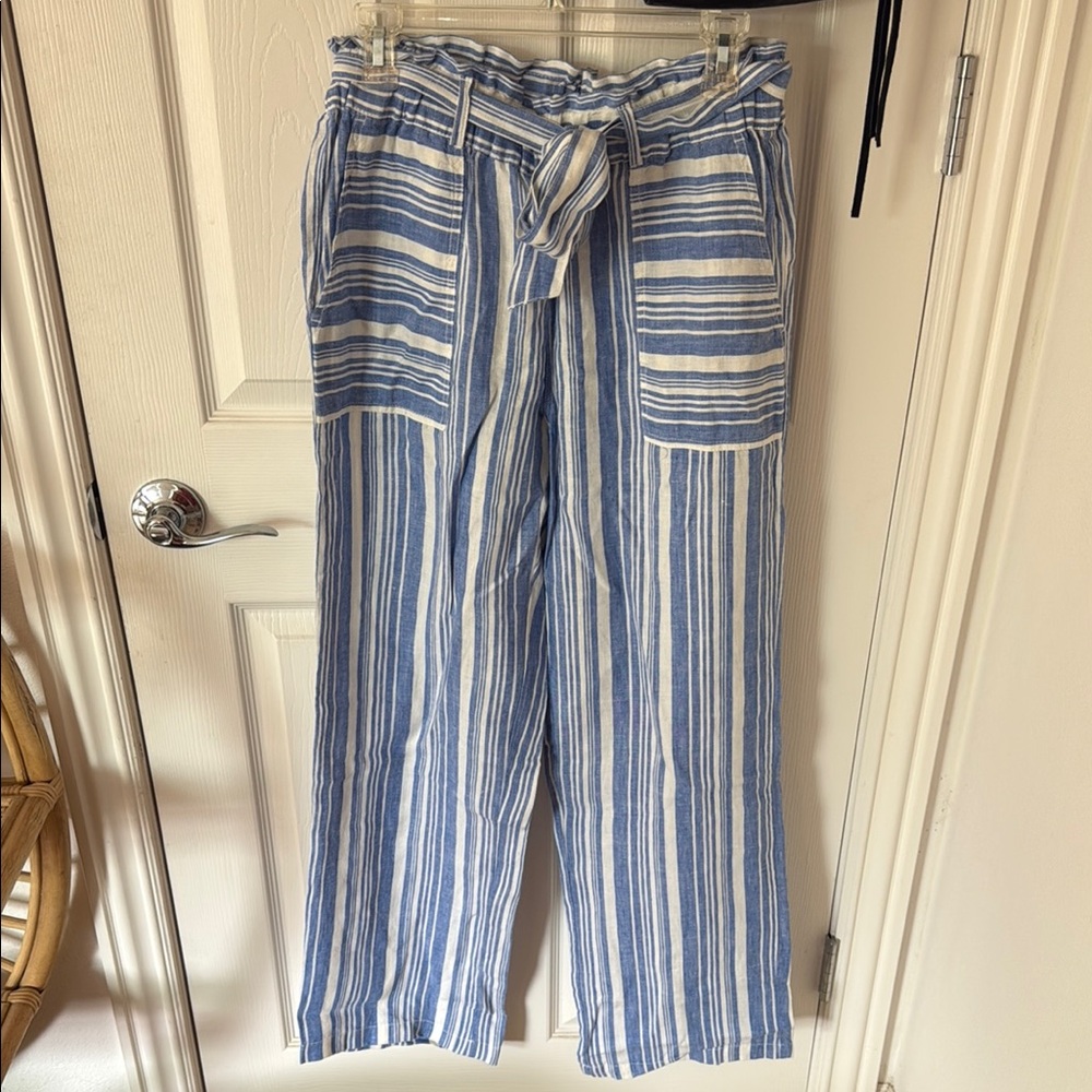 C&C California Linen Blue and White Striped Pants